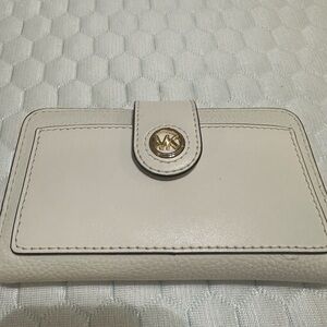 Michael Kors Light Gray Wallet with Gold Accent